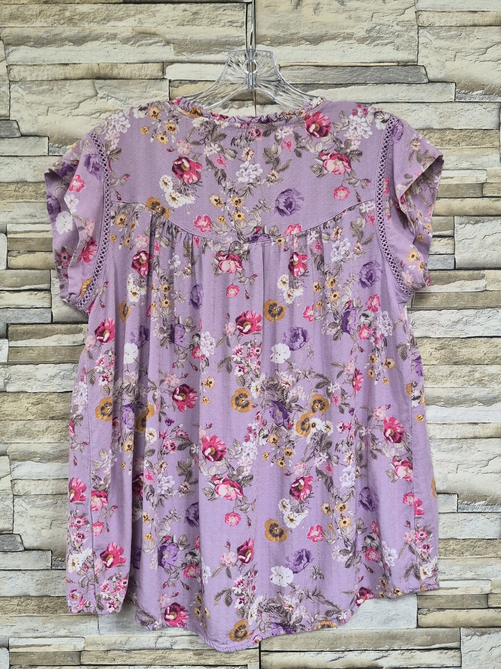​Buffalo Bitton Floral Viscose Boho Peasant Top Women's M Lavender Pink Summer - Picture 2 of 7